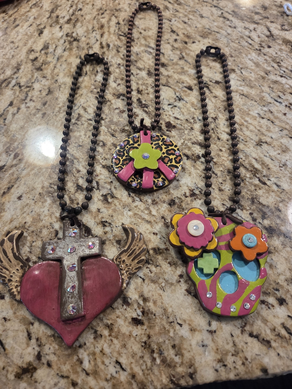 Lot of 3 Sookie Sookie Clay Pendant Necklaces